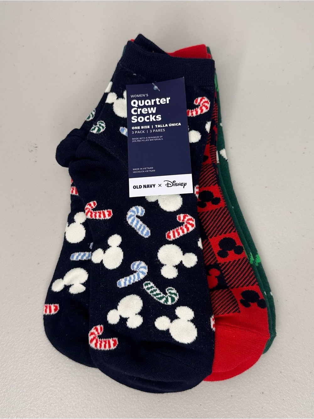 Old Navy Disney Mickey Christmas Socks 3-Pack NWT